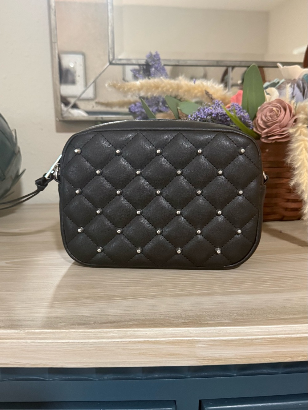 Quilted Stud Crossbody Bag - Black NWOT